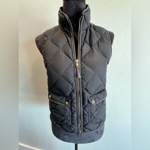 J.Crew Size PXS Black Puffer Vest with Gold Zipper